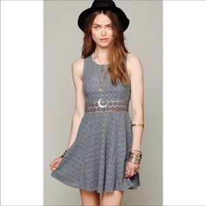 Free People Daisy Waist Gray Crochet Panel Dress 4